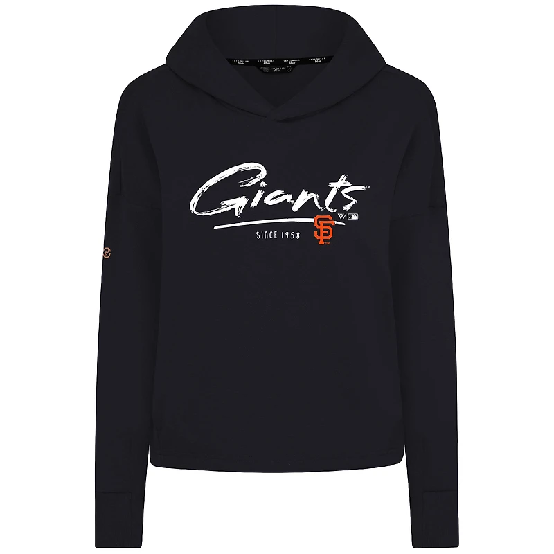 Sweat à capuche court noir Levelwear San Francisco Giants Accolade Sweet Express pour femme