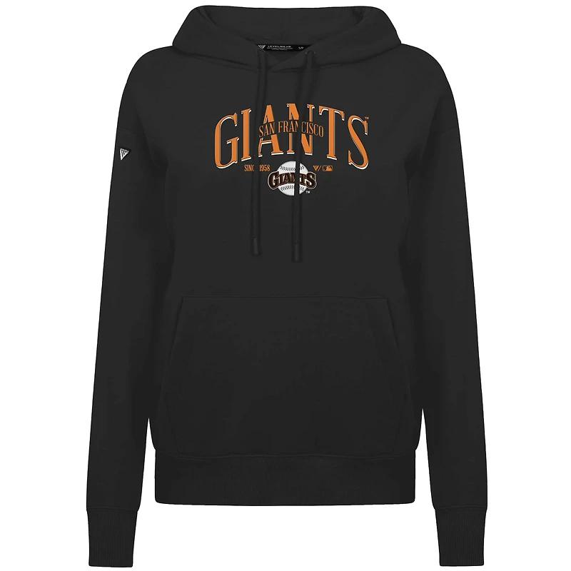 Women's Levelwear Black San Francisco Giants  Adorn Throwback Spellout Pullover Hoodie
