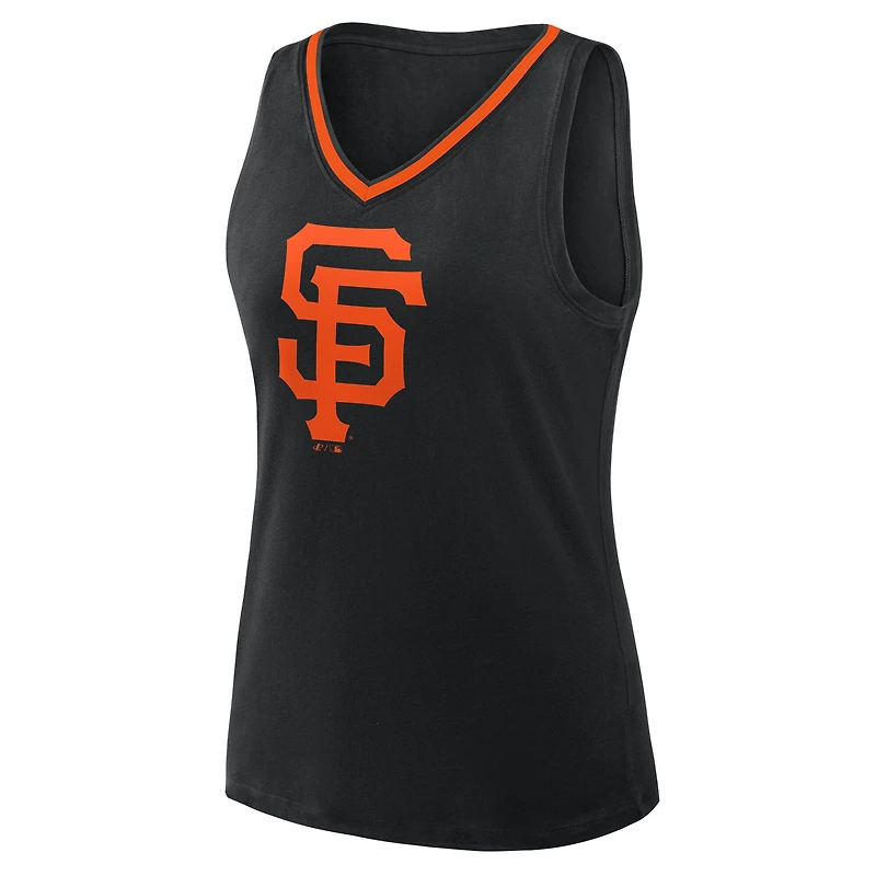 Women's Logo Athletic Black San Francisco Giants Stellar Win V-Neck Tank Top