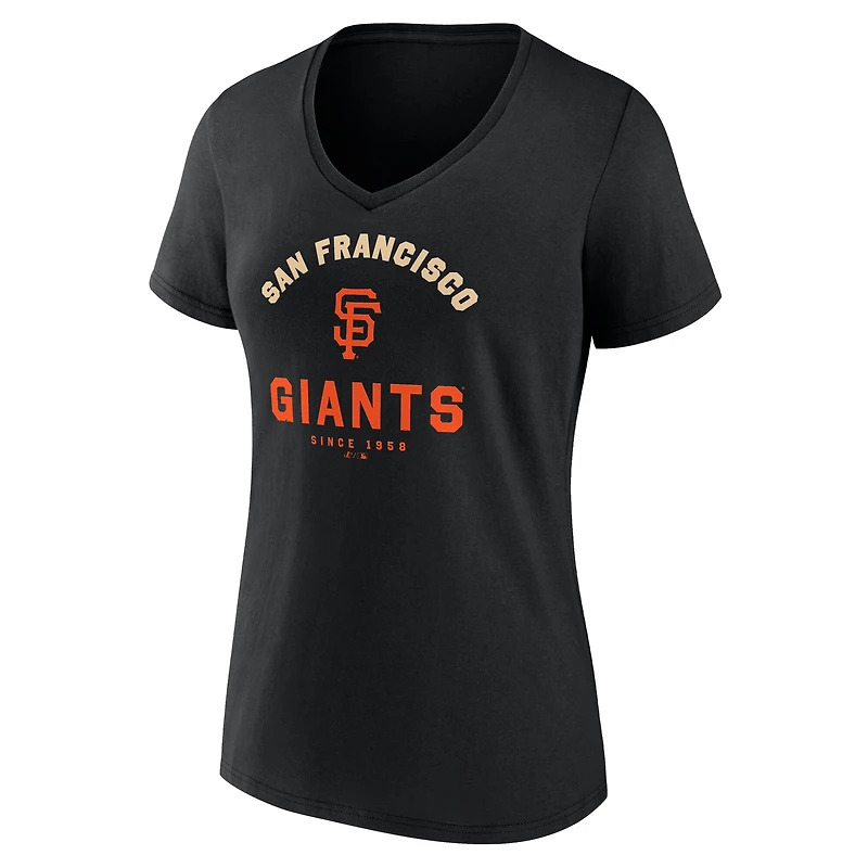 Women's Logo Athletic Black San Francisco Giants Unrivaled V-Neck T-Shirt