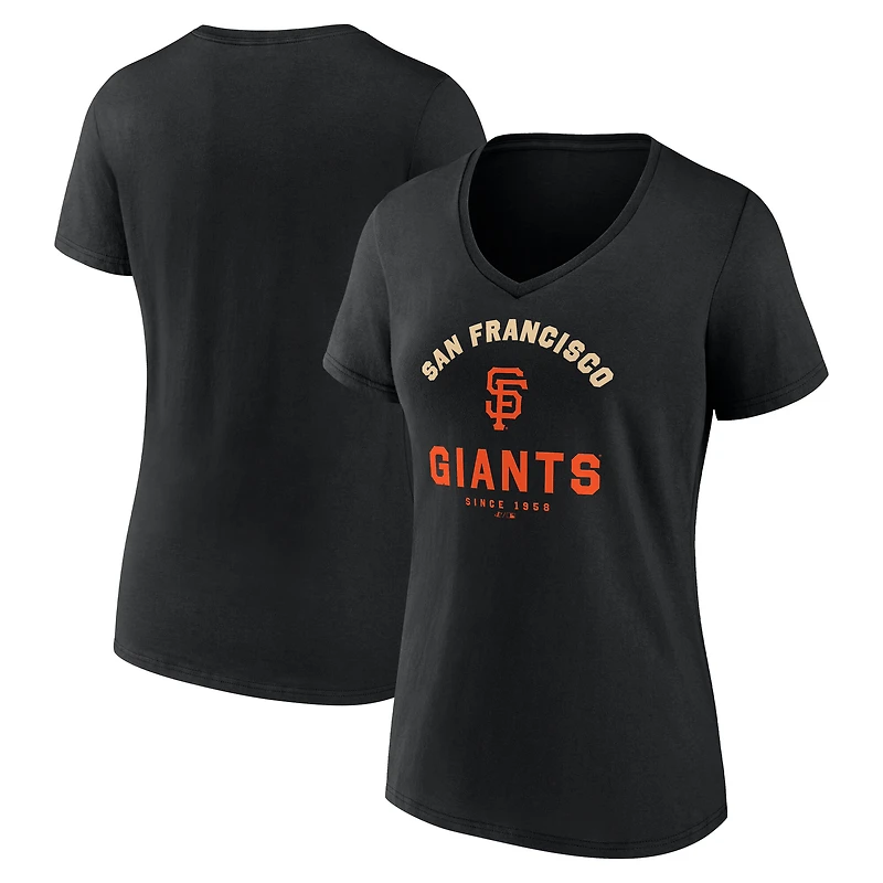 Women's Logo Athletic Black San Francisco Giants Unrivaled V-Neck T-Shirt