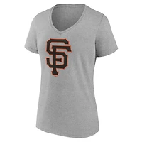 Women's Logo Athletic  Gray San Francisco Giants Official V-Neck T-Shirt