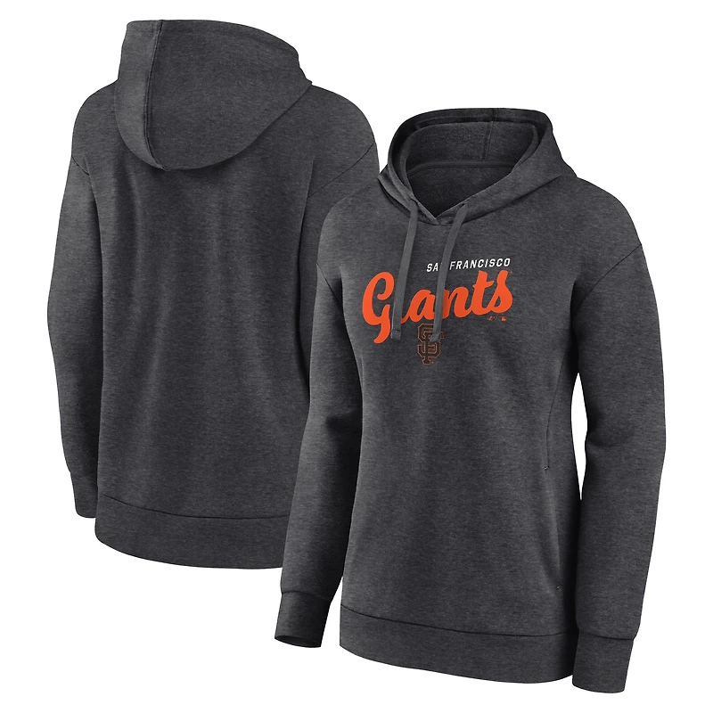 Women's Logo Athletic Heather Charcoal San Francisco Giants Triumphant V-Neck Pullover Hoodie