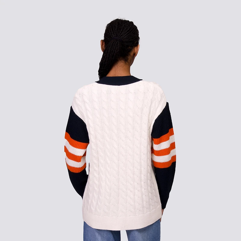 Pull en tricot à col V et fermeture éclair intégrale Shyla pour femme, noir/blanc, des Giants de San Francisco