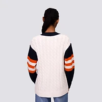 Pull en tricot à col V et fermeture éclair intégrale Shyla pour femme, noir/blanc, des Giants de San Francisco