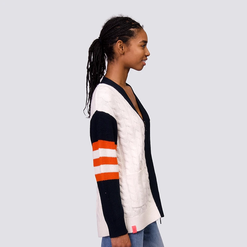 Women's Lusso Black/White San Francisco Giants Shyla Knit V-Neck Full-Zip Sweater