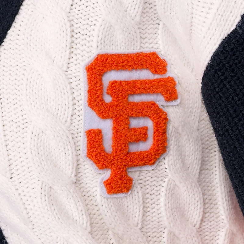 Pull en tricot à col V et fermeture éclair intégrale Shyla pour femme, noir/blanc, des Giants de San Francisco