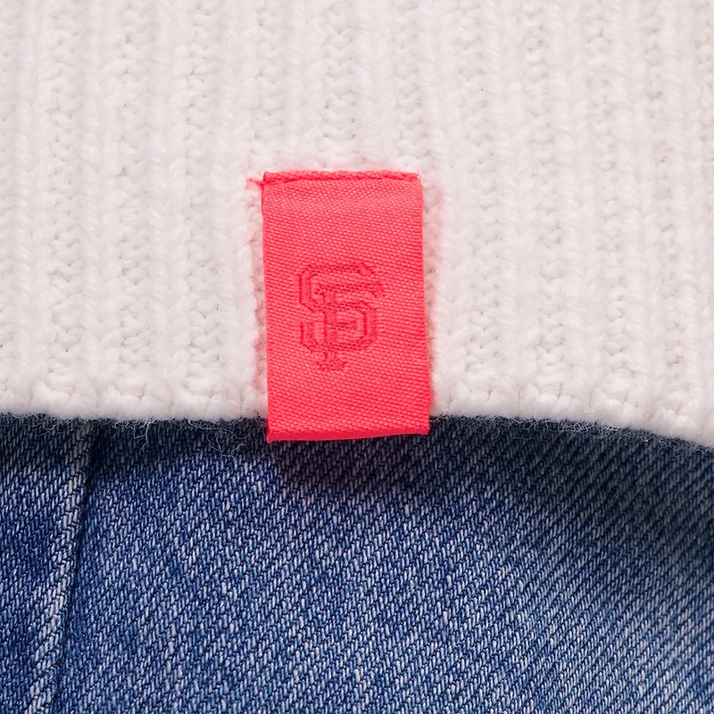 Pull en tricot à col V et fermeture éclair intégrale Shyla pour femme, noir/blanc, des Giants de San Francisco