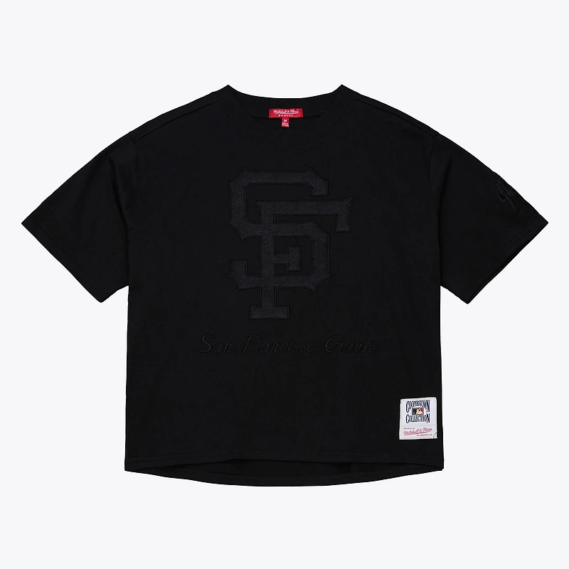 T-shirt court noir pour femme Mitchell & Ness, collection Cooperstown Phantom, des Giants de San Francisco
