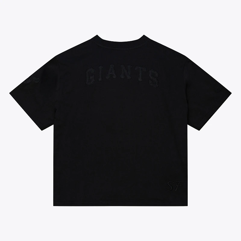 T-shirt court noir pour femme Mitchell & Ness, collection Cooperstown Phantom, des Giants de San Francisco