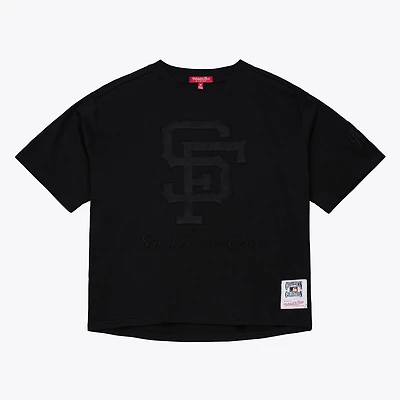 Women's Mitchell & Ness Black San Francisco Giants Cooperstown Collection Phantom Cropped T-Shirt