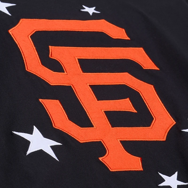T-shirt court et carré Mitchell & Ness noir pour femme, motif San Francisco Giants Pep Rally