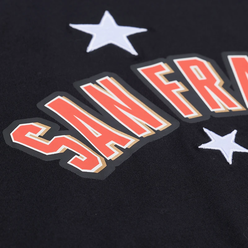 T-shirt court et carré Mitchell & Ness noir pour femme, motif San Francisco Giants Pep Rally