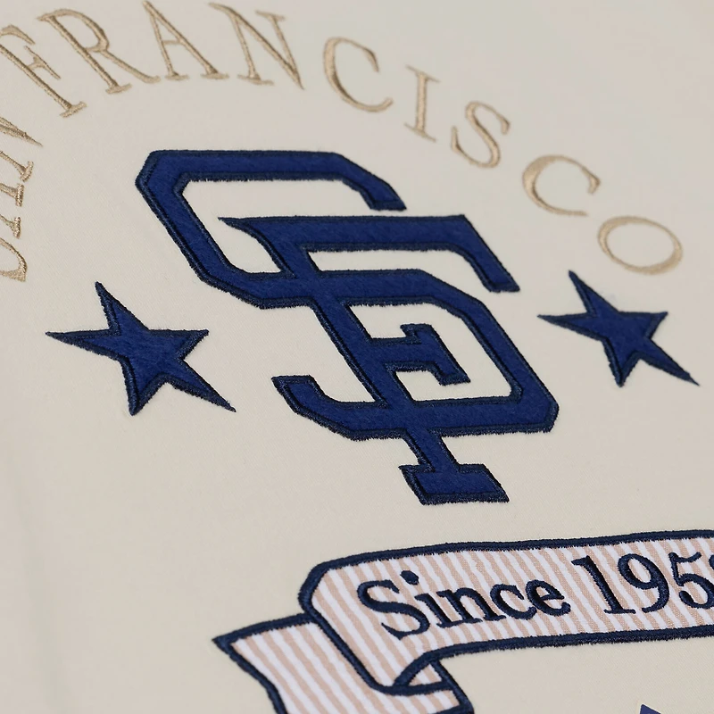 Women's Mitchell & Ness Cream San Francisco Giants Cooperstown Yacht Rock Boxy Cropped T-Shirt