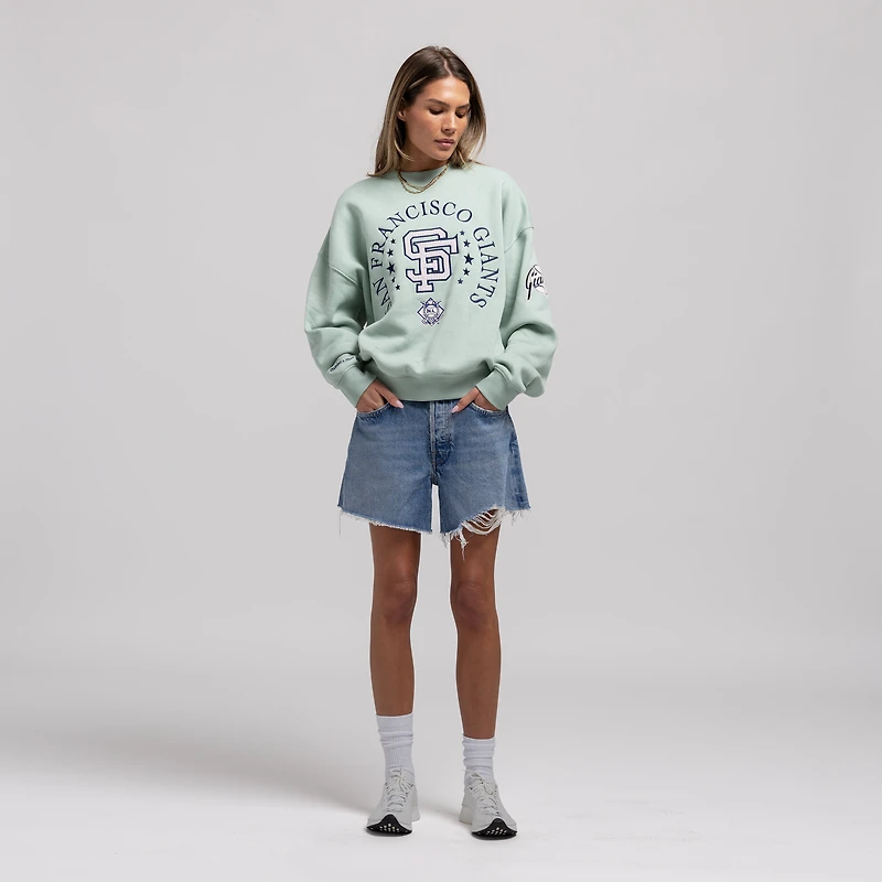Sweat-shirt Mitchell & Ness vert San Francisco Giants Yacht Rock pour femme