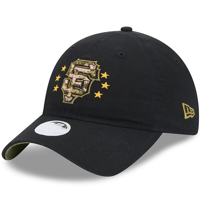 Casquette ajustable 9TWENTY pour la Journée des forces armées 2024 New Era noire des Giants de San Francisco pour femme