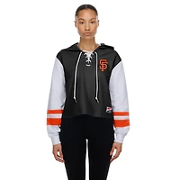 Women's New Era  Black San Francisco Giants Boxy Lace-Up Hoodie