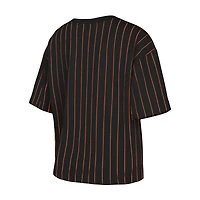 T-shirt carré à fines rayures New Era pour femmes, San Francisco Giants, noir