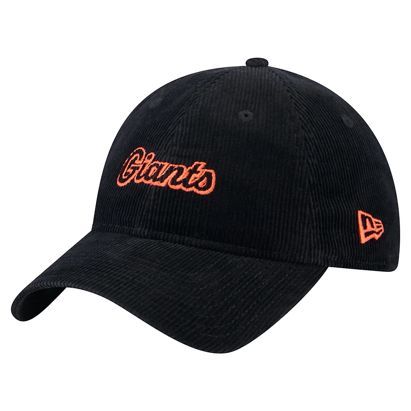 Casquette ajustable en velours côtelé 9TWENTY noire New Era pour femme des San Francisco Giants