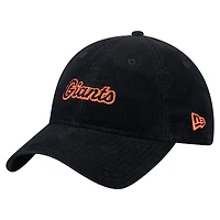 Casquette ajustable en velours côtelé 9TWENTY noire New Era pour femme des San Francisco Giants