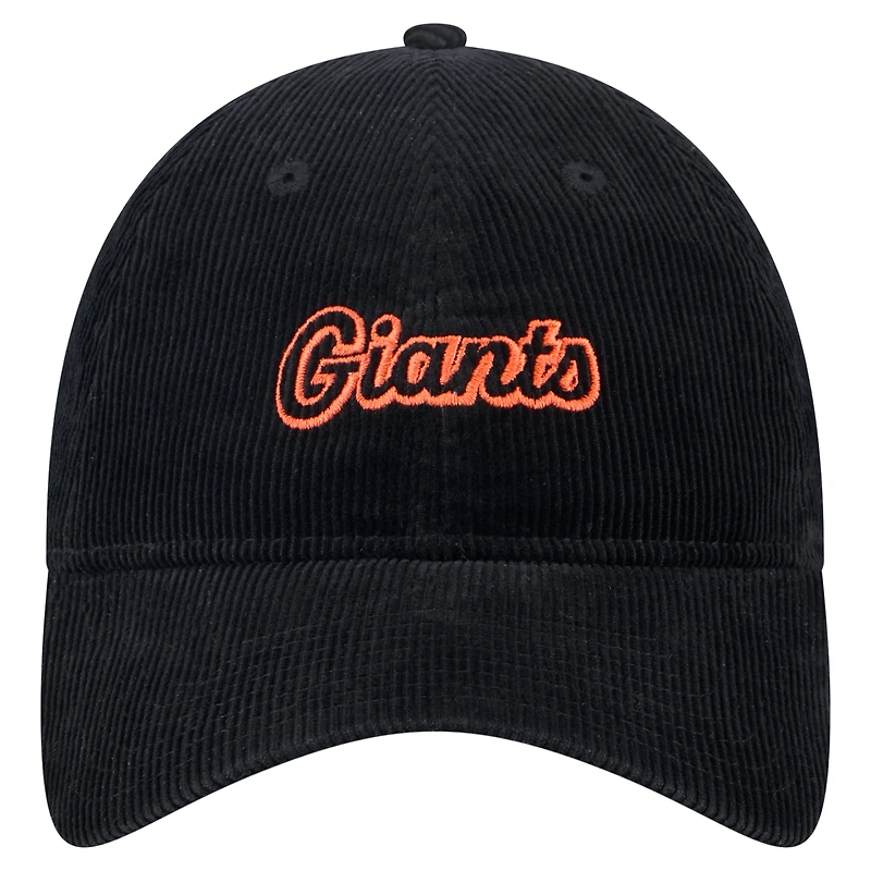 Casquette ajustable en velours côtelé 9TWENTY noire New Era pour femme des San Francisco Giants