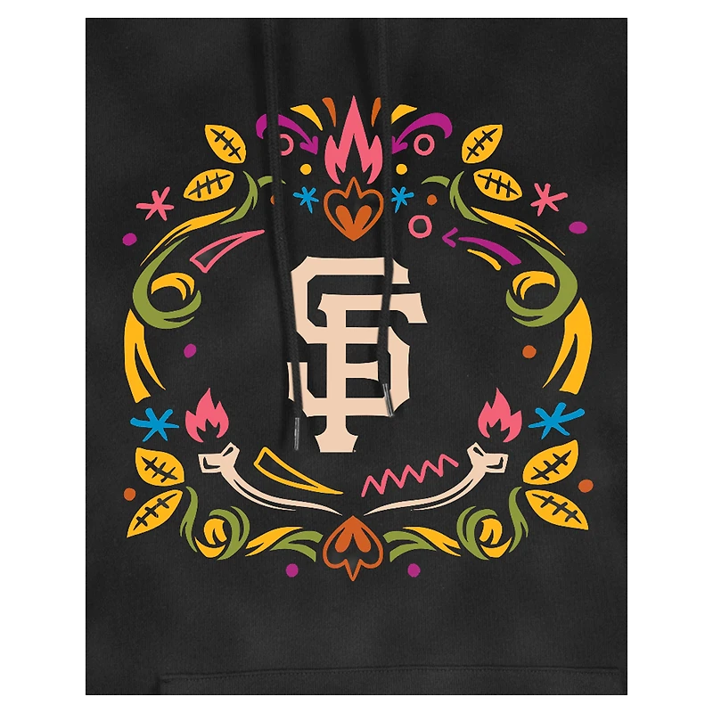 Women's New Era Black San Francisco Giants Día de Muertos Mineral Wash Hoodie Sweatshirt