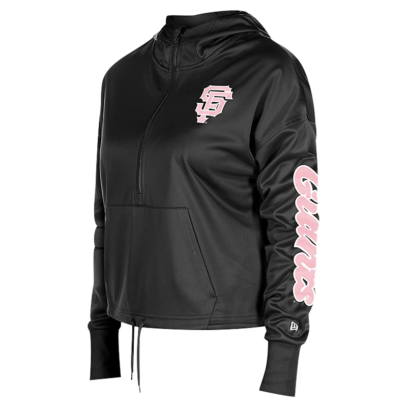 Sweat à capuche demi-zippé New Era pour femmes, noir, San Francisco Giants