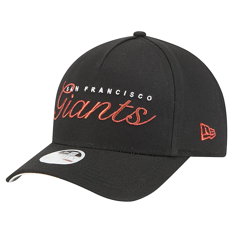 Casquette ajustable New Era noire métallisée A-Frame 9FORTY des Giants de San Francisco pour femme