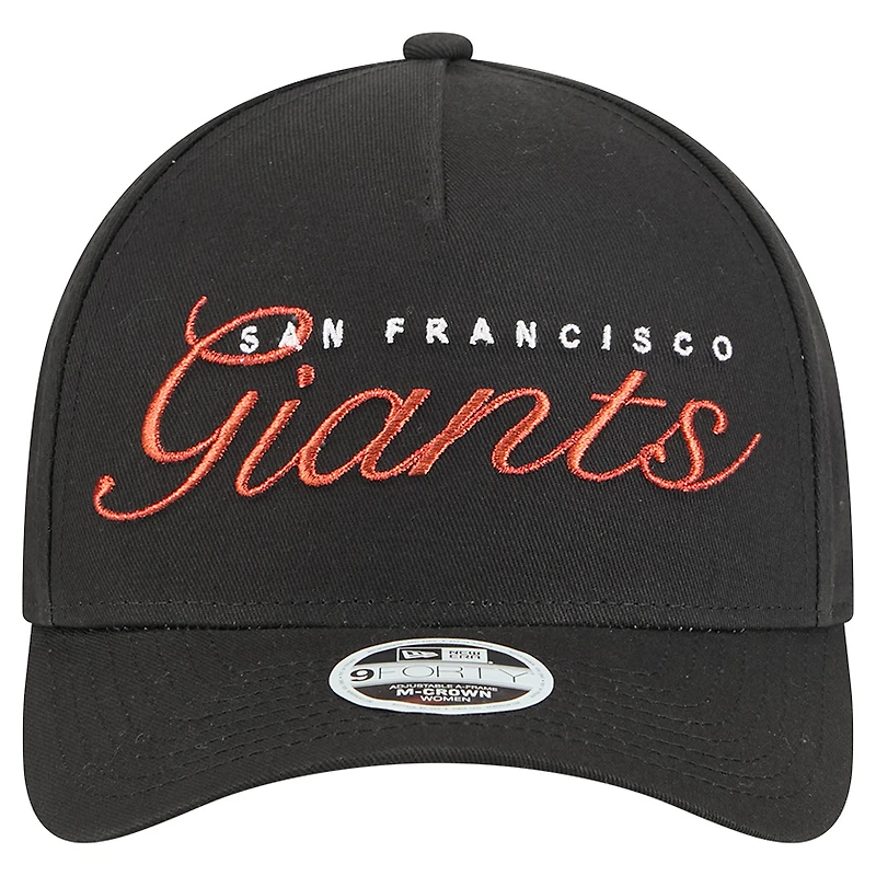 Women's New Era Black San Francisco Giants Metallic A-Frame 9FORTY Adjustable Hat