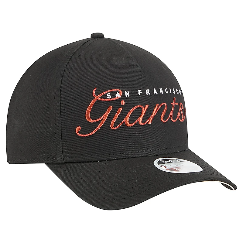Casquette ajustable New Era noire métallisée A-Frame 9FORTY des Giants de San Francisco pour femme