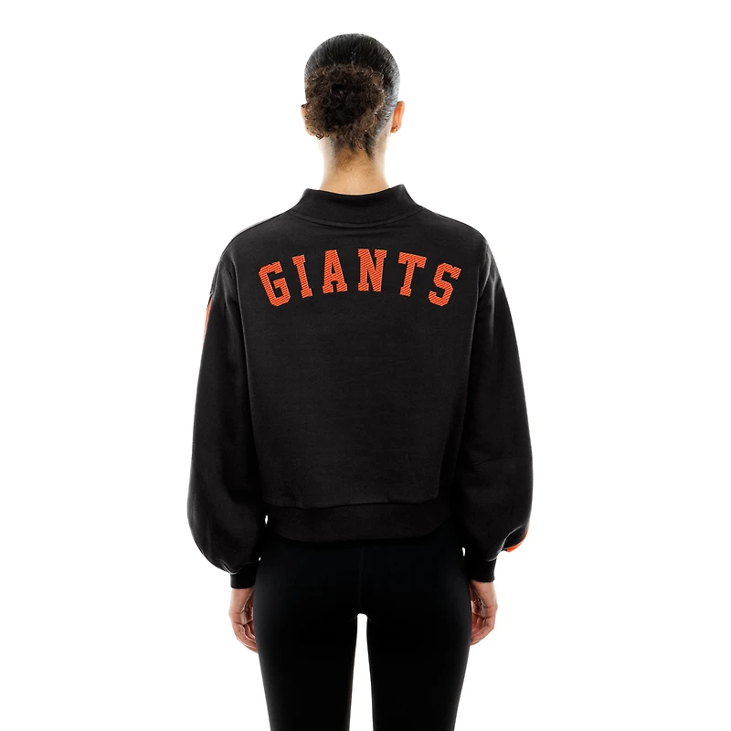 Women's New Era  Black San Francisco Giants Mock Neck Balloon Sleeve Sweatshirt