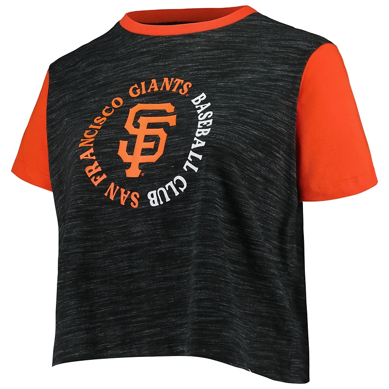 Women's New Era Black San Francisco Giants Plus Crossover Back Cropped T-Shirt