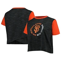 Women's New Era Black San Francisco Giants Plus Crossover Back Cropped T-Shirt