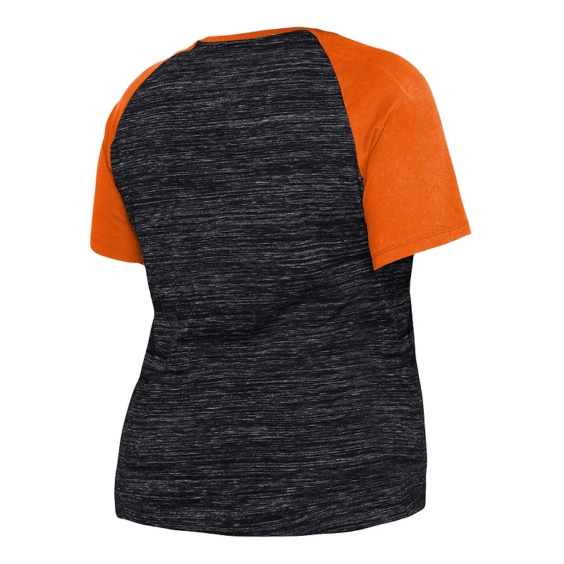 Women's New Era Black San Francisco Giants Plus Space Dye Raglan V-Neck T-Shirt