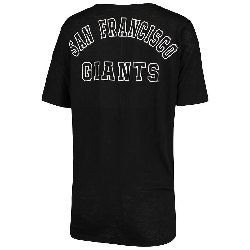 T-shirt noir New Era San Francisco Giants en jersey flammé avec encolure dégagée et liens sur les côtés