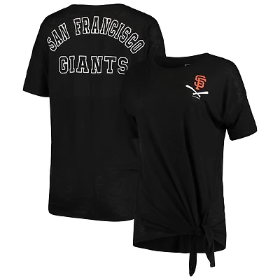T-shirt noir New Era San Francisco Giants en jersey flammé avec encolure dégagée et liens sur les côtés