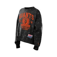 Women's New Era  Black San Francisco Giants Throwback Oversized Boxy Sweatshirt