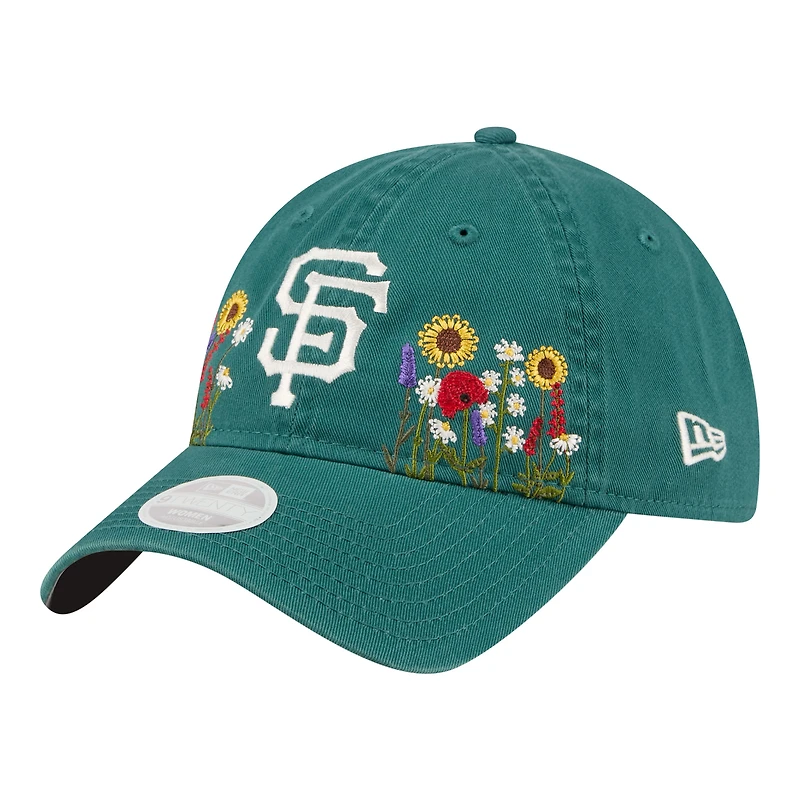 Women's New Era Dark Green San Francisco Giants Floral Stitch 9TWENTY Adjustable Hat