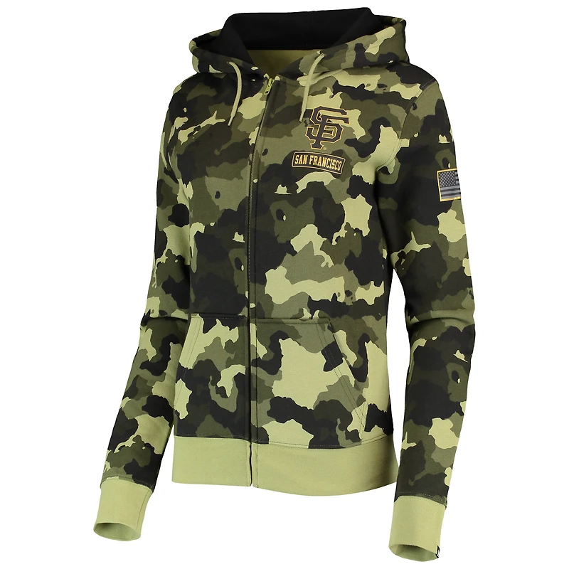 Women's New Era Green San Francisco Giants 2022 MLB Armed Forces Day Camo Full-Zip Hoodie