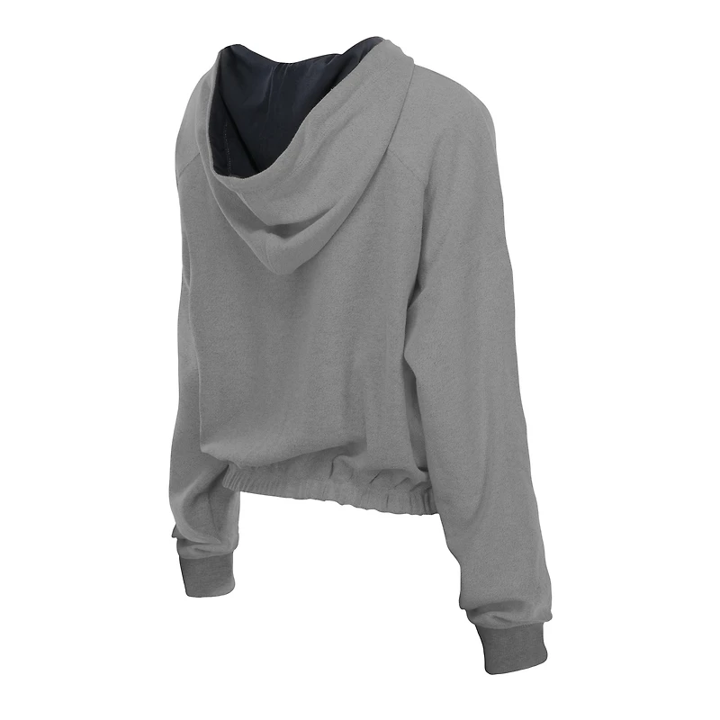 Women's New Era  Heather Gray San Francisco Giants Reversed Out French Terry Quarter-Zip Banded Crop Hoodie