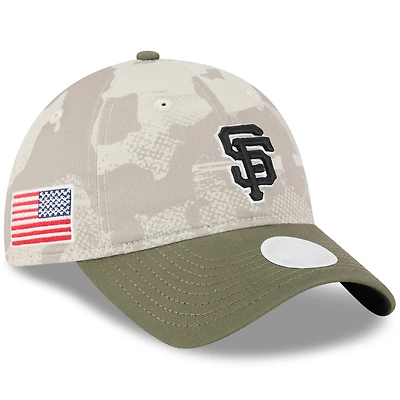 Women's New Era Light Beige/Olive San Francisco Giants 2025 Armed Forces Day 9TWENTY Adjustable Hat