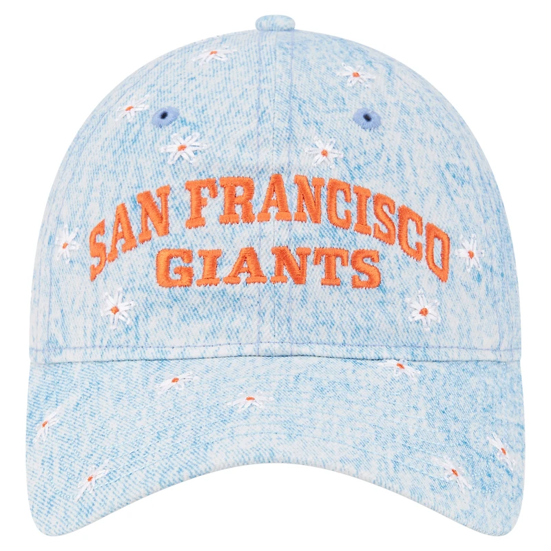 Women's New Era  Light Blue San Francisco Giants Daisy All Over 9TWENTY Adjustable Hat