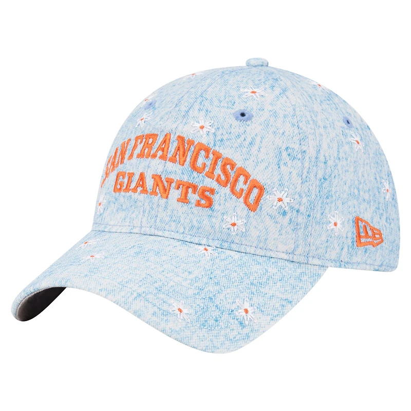Women's New Era  Light Blue San Francisco Giants Daisy All Over 9TWENTY Adjustable Hat