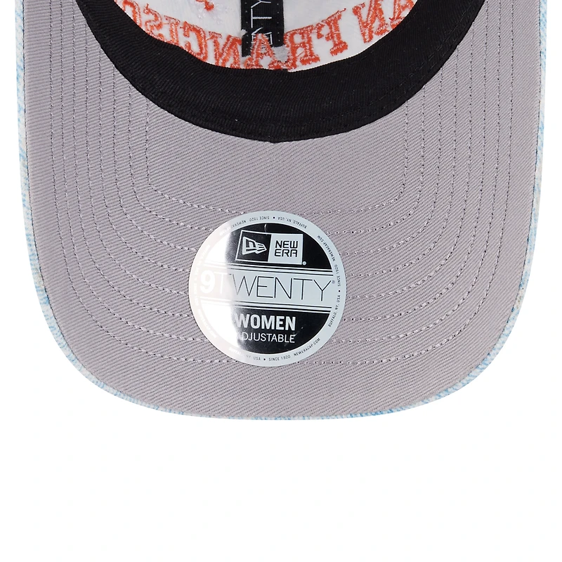 Women's New Era  Light Blue San Francisco Giants Daisy All Over 9TWENTY Adjustable Hat