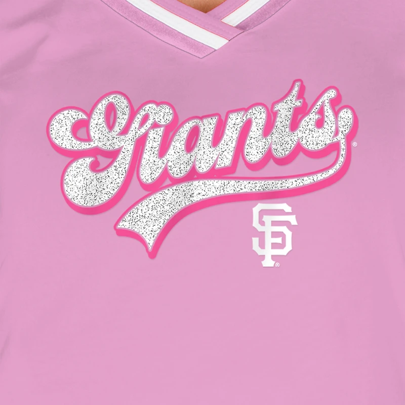 Women's New Era Light Pink San Francisco Giants Gameday V-Neck T-Shirt