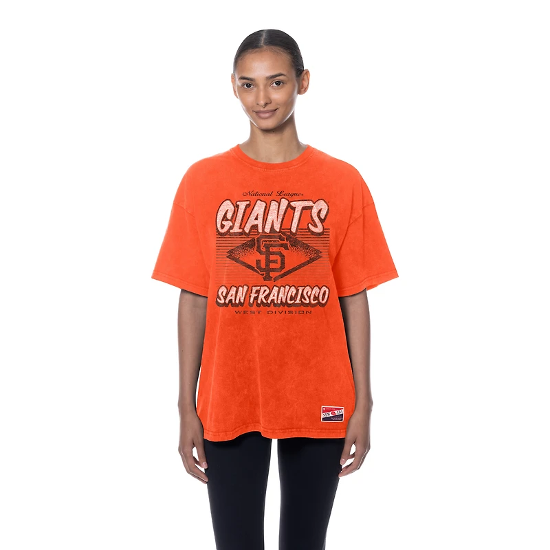 Women's New Era  Orange San Francisco Giants Mineral Wash Oversized T-Shirt