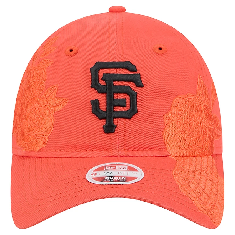 Casquette ajustable New Era Roses des Giants de San Francisco orange pour femme