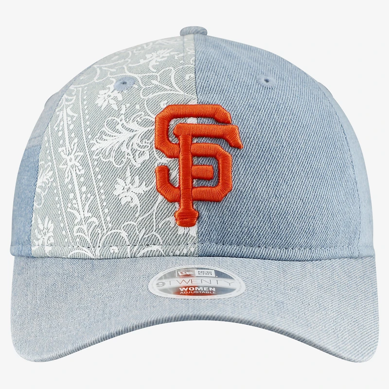 Casquette ajustable New Era San Francisco Giants 9TWENTY en patchwork de denim pour femme