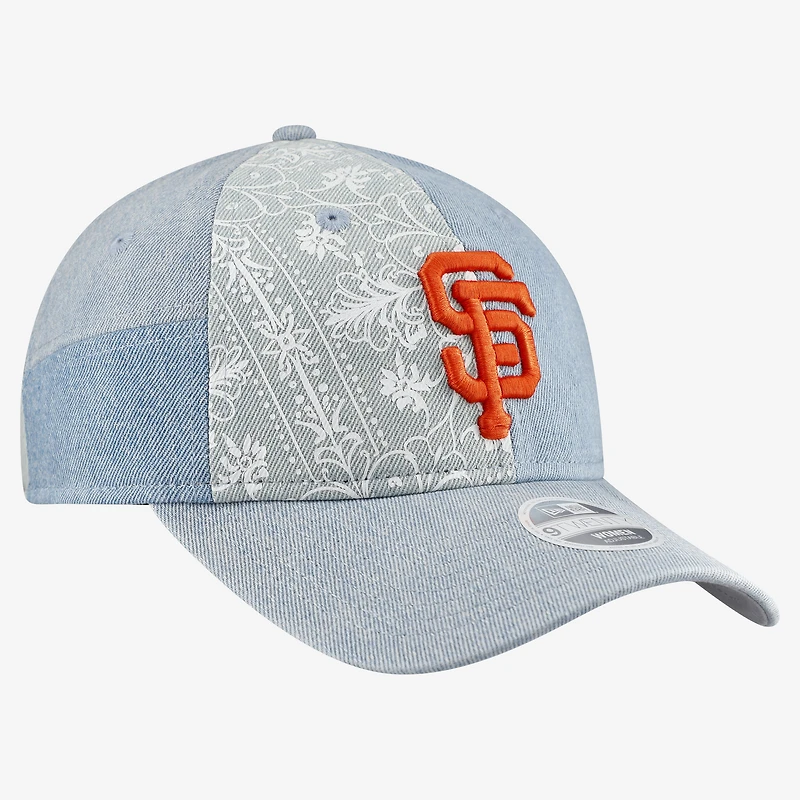 Casquette ajustable New Era San Francisco Giants 9TWENTY en patchwork de denim pour femme