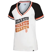 Women's New Era White San Francisco Giants Jersey Double Binding Raglan V-Neck T-Shirt